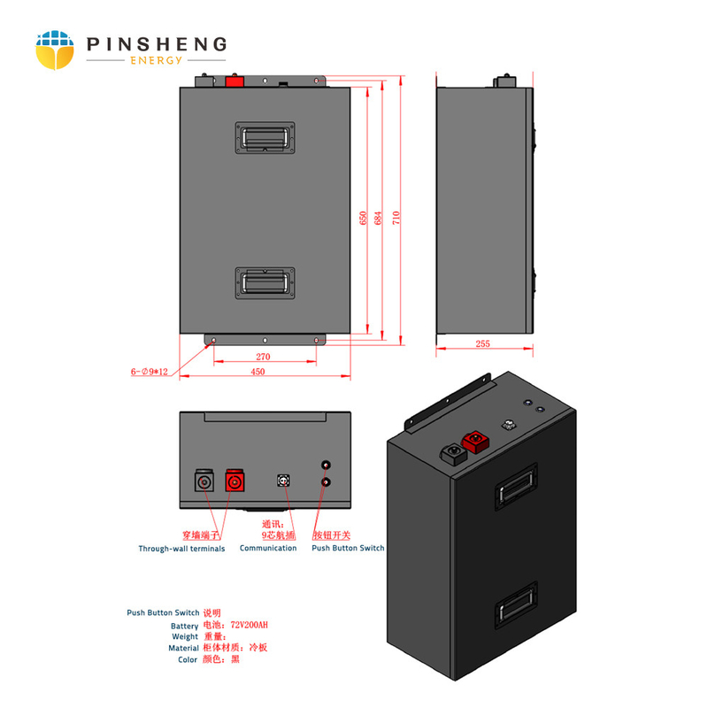 PINSHENG 48V 72V 50Ah 100Ah 200Ah Lifepo4 Lithium Ion μπαταρία για Ebike και μοτοσυκλέτα