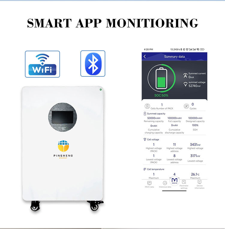Pinsheng Αξιόπιστη μπαταρία 48V LiFePO4 10KWh & 15KWh Αποθήκευση Ηλιακής Ενέργειας με επιλογές 200Ah, 280Ah, 300Ah